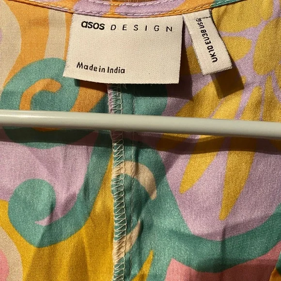 ASOS Wide Bell Sleeve Satin Mini Dress - Picture 7 of 7